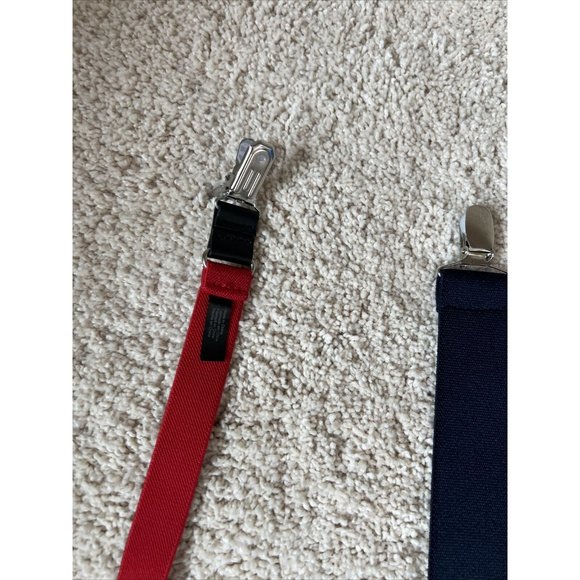 LOT of 3 pairs Mens Suspenders clip metal solid red blue Navy - Picture 6 of 11